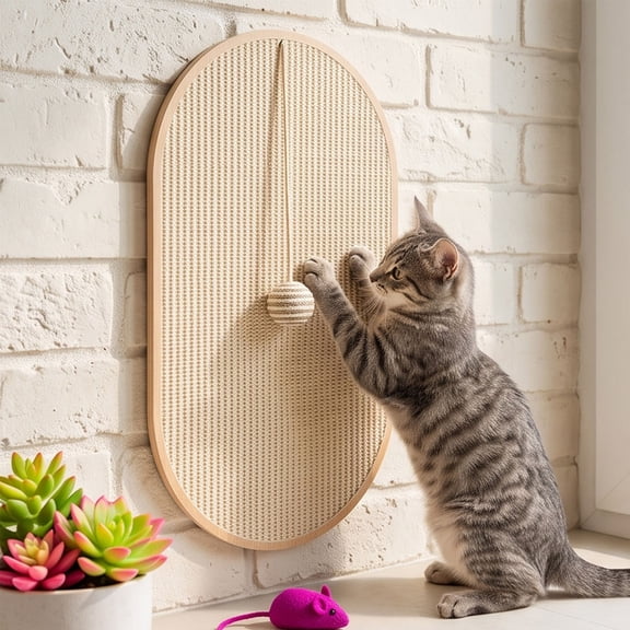 Sisal Scratching Mat for Indoor Cats Heavy Duty Sofa and Wall Mount Claw Scratcher Pad, Furniture Guard for Apartment Living, Space Saving Pet Toy