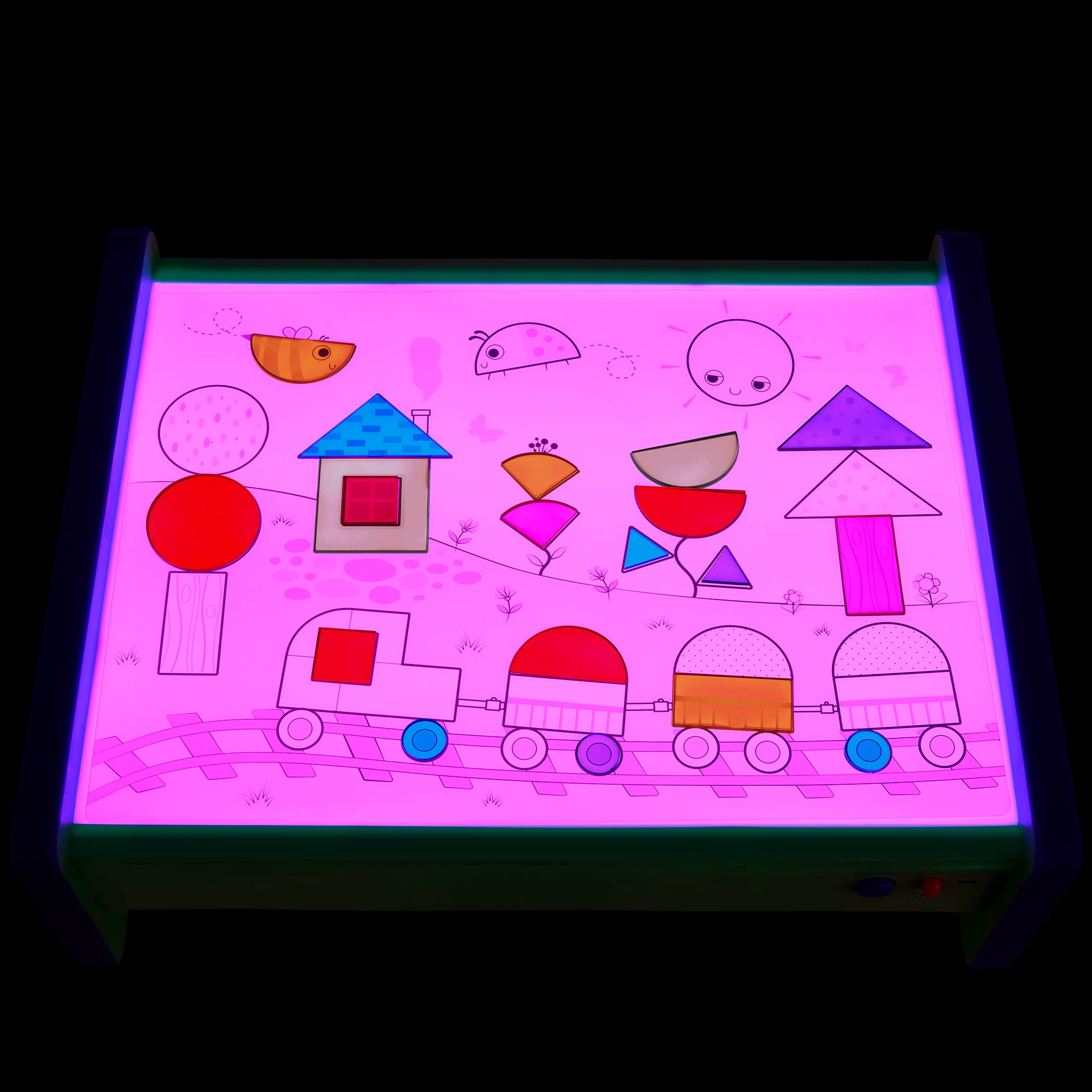 Battat Boîte lumineuse Shine Bright en plastique – 60 formes et 3 feuilles transparentes, jouet pour tout-petits et enfants d’âge préscolaire BOÎTE LUMINEUSE BATTAT