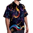 thumbnail image 2 of Note Men's Poplin Shirt, Casual Short Sleeve Printed Button Down Summer Beach Unisex Shirts, 2 of 6