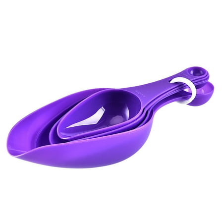 

30set of 4Pcs Measuring Spoons Cups Set Plastic 2 Heads Flour Milk Cream Baking Tool with Clear Scale Blue