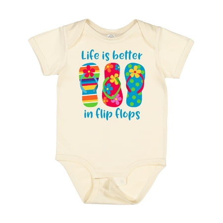 

Inktastic Life is Better Flip Flops Gift Baby Girl Bodysuit