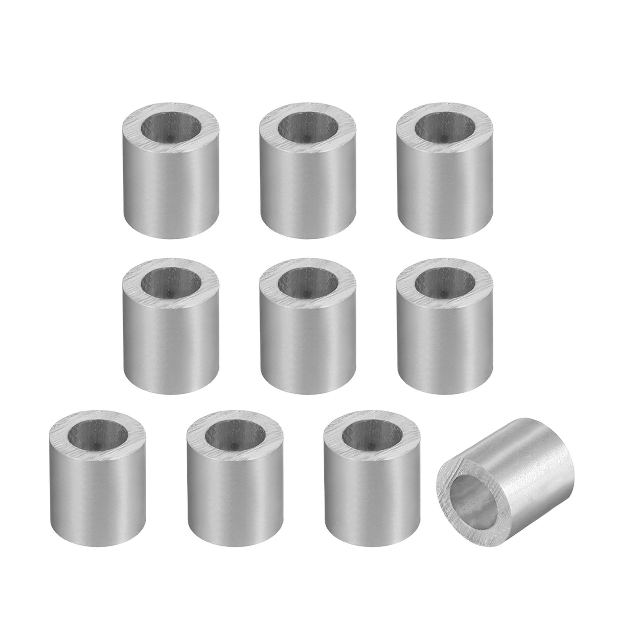 5.5mm Steel Wire Rope Aluminum Ferrules Sleeves Silver Tone, 10 Pcs