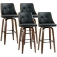 thumbnail image 2 of HOMCOM Bar Height Bar Stools Set of 4 PU Leather Swivel Barstools with Footrest and Tufted Back, Black, 2 of 9
