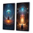 thumbnail image 3 of Designart "Space Meditation Inner Light Connection I" Robot Framed Wall Art Set Of 2 - Modern Blue Frame Gallery Set For Office Decor, 3 of 6