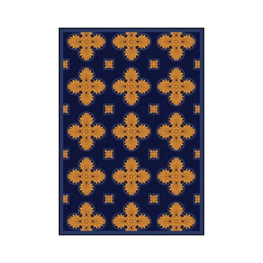 Joy Carpets 1770C-04 Any Day Matinee Tivoli Rectangle Theater Area Rugs  04 Navy - 5 ft. 4 in. x 7 ft. 8 in.