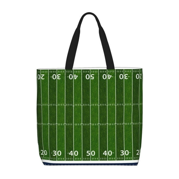 Sikiie American Football Field Print Single Shoulder Bag, Large Capacity Zipper Handbag, Waterproof Shopping Bag, School and Work Shoulder Bag