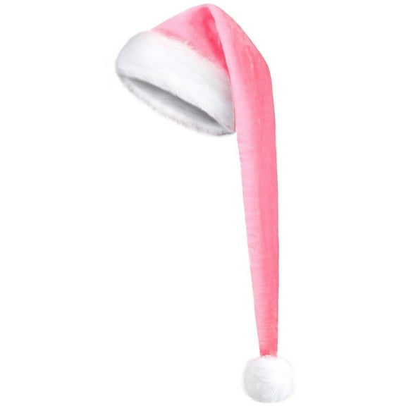 Long Christmas Santa Hat for Adults Unisex Deluxe Plush Long Xmas Santa Claus Hats New Year Festive Holiday,ļ¼Pink)