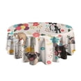 thumbnail image 5 of Dogs with Party Hats and Flowers Round Tablecloth 60"x60",Wrinkle Wipeable Table Cloth for Kitchen Dining Room Picnic Patio Party, 5 of 6