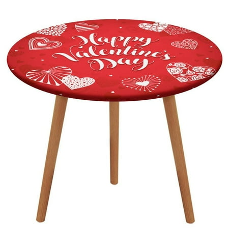 

Bybiment Round Fitted Tablecloth with Elastic Edge Happy Valentine Day Greeting Card Decorative Tablecloth Table Cover 39 Inch