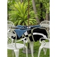 thumbnail image 2 of Outdoor Tablecloth with Umbrella Hole and Zipper, Black Geometric Round Table Cloth 54 Inch Waterproof Tablecloth, Modern Sage Green White Striped Art Picnic Table Cover for Patio Camping, 2 of 7