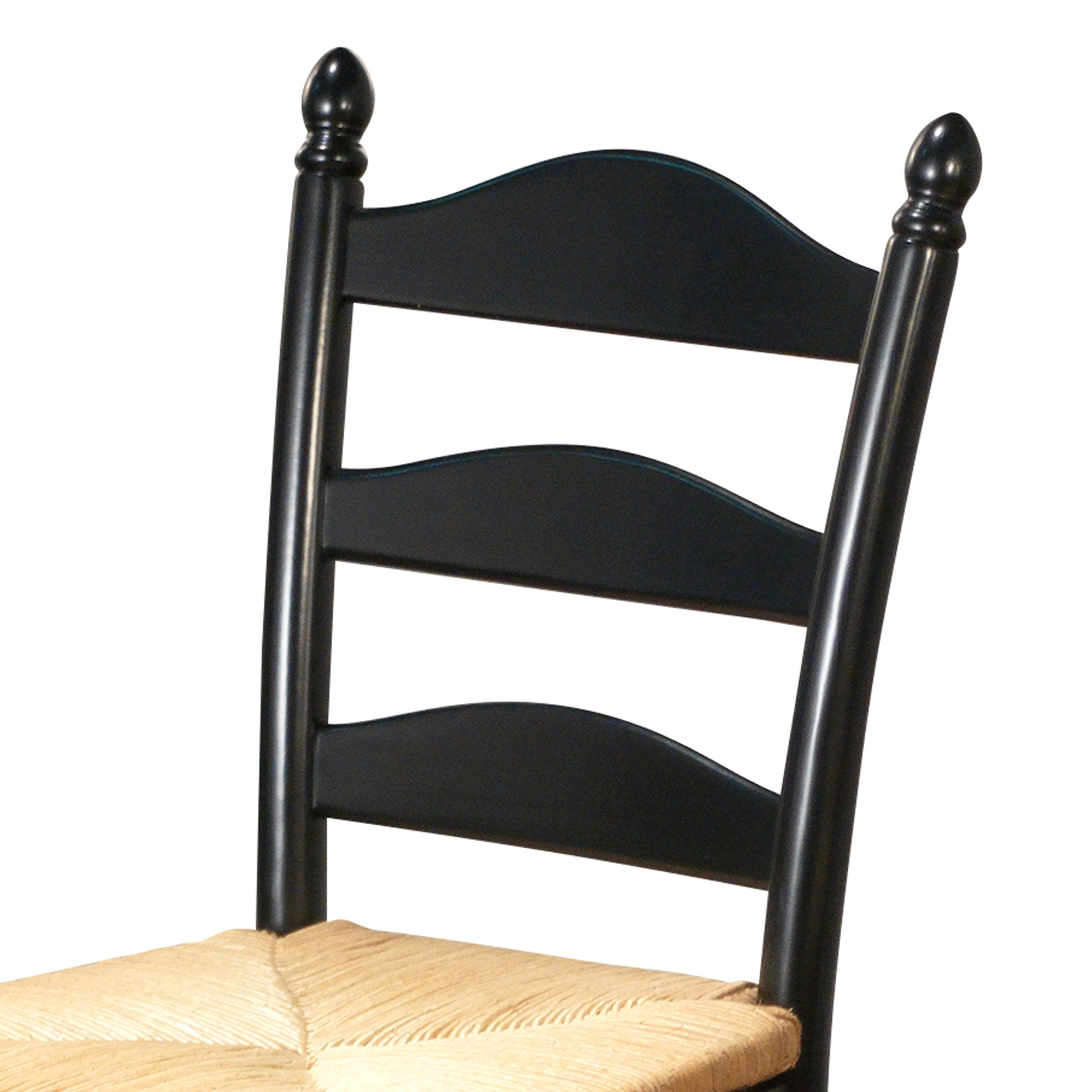 TMS 30" Indoor Ladder Back Bar Stool with Rush Seat, Set of 2, Black