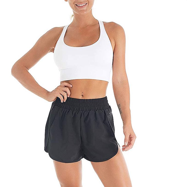 Athletic Shorts for Women Elastic High Waist Running Shorts with Pocket  Comfy Casual Summer Workout Shorts with Liner