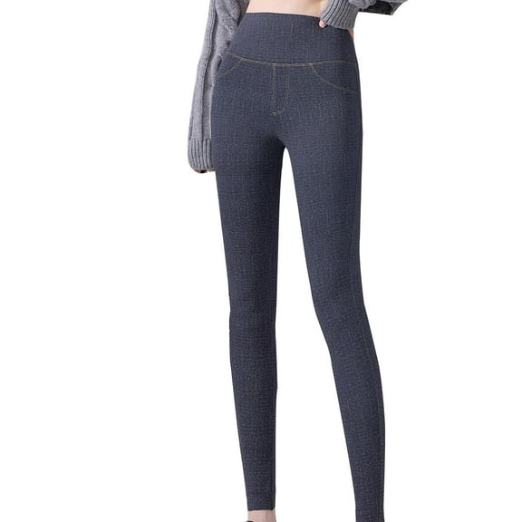 hotojiny Women's Leggings with Pocket Casual Butt Lifting High Waisted Yoga Pants Trendy Jean Look like Workout Leggings
