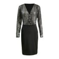 thumbnail image 4 of New Years Eve Dresses For Women Sequins Patch Deep V-Neck Wedding Dress, 4 of 7