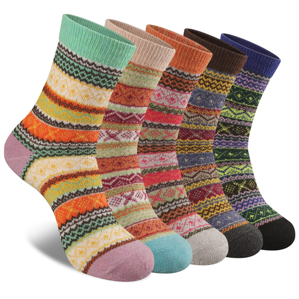 COOPLUS Womens Winter Warm Socks Women Wool Socks 5 Pairs - Walmart.com