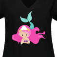 thumbnail image 4 of Inktastic Cute Mermaid, Pink Hair, Green Tail Women's Plus Size V-Neck T-Shirt, 4 of 5