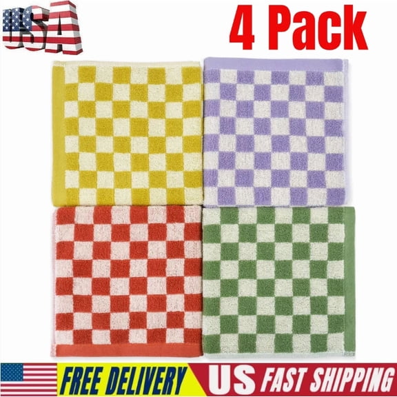 4 Pack 4 Colors - Cotton Washcloths For Face Body, 13 X 13 Inches Daily Cleansin