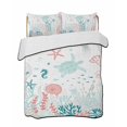thumbnail image 2 of Quilts Twin Size, Coastal Turtle Soft Comforter Bedding Set for Bed, Teal Green Ocean Coral Starfish Jellyfish Lightweight Quilted Bedspread with Pillow Cover(2 Pieces) for All Season, 68x86 Inch, 2 of 6