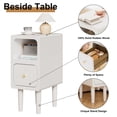 thumbnail image 5 of Narrow Nightstand, Solid Wood Night Stand with Drawers, White Mid Century Modern Nightstand, Small Beside Table with Open Storage Shelf for Bedroom (10 inch), 5 of 8