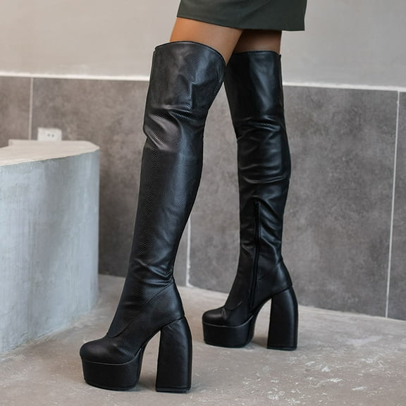 Bnwani Women Boots Winter High-Heel High Proof Boot Black Size 4.5