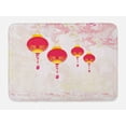 thumbnail image 1 of Lantern Bath Mat, New Year of Chinese Calendar Celebrations Eastern Imagery Abstract Asian Art, Non-Slip Plush Mat Bathroom Kitchen Laundry Room Decor, 29.5 X 17.5 Inches, Hot Pink Yellow, Ambesonne, 1 of 2