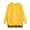 thumbnail image 4 of Women Fall Zip up Hoodies Long Sleeve Lightweight Plus Size Hooded Sweatshirt Side Split Jackets with Pocket New Jackets for Women Casual Yellow L, 4 of 5