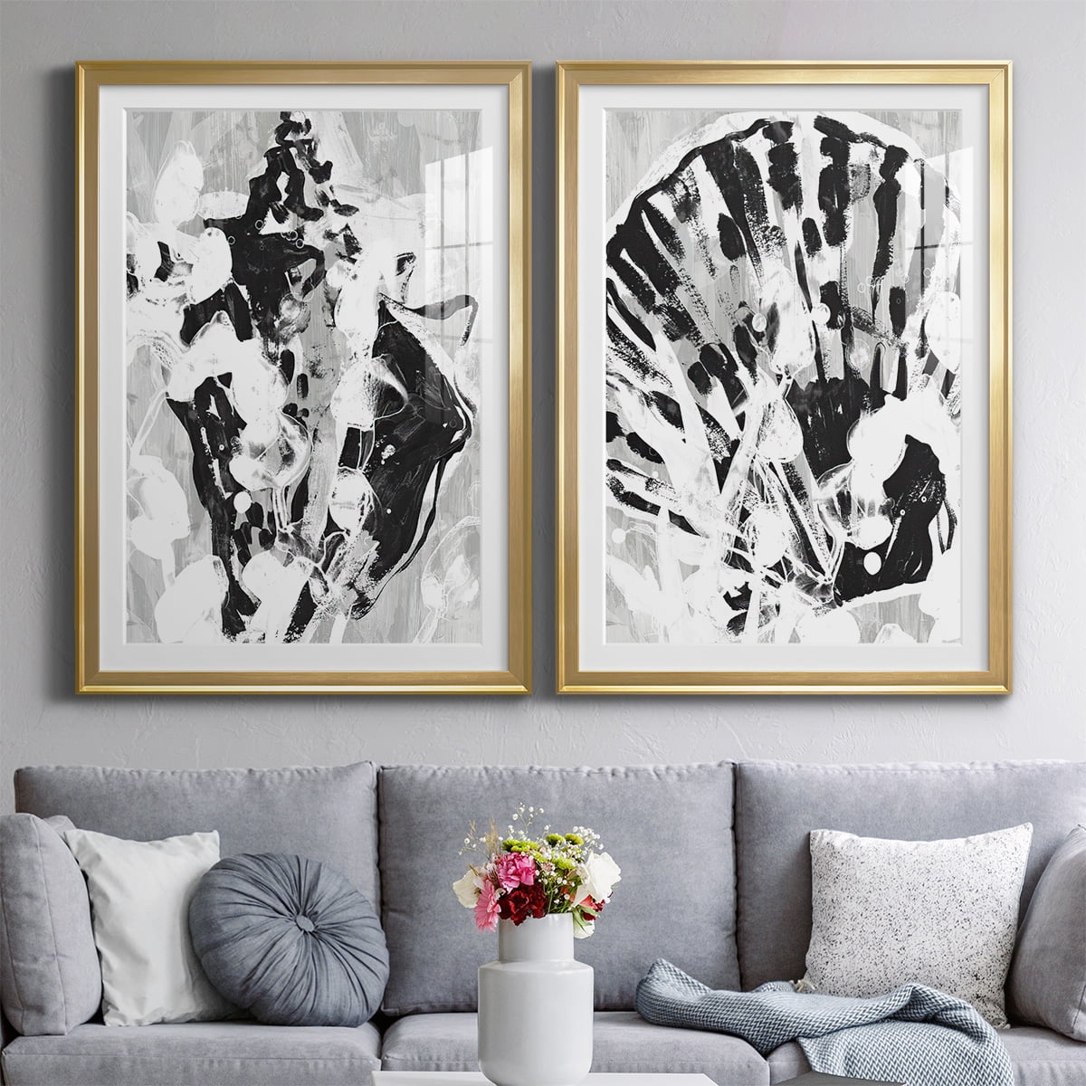 Wexford Home Ocean Inkblot I Premium Framed Print, 26.5" x 36.5" - Ready to Hang, Gold (Set of 2)