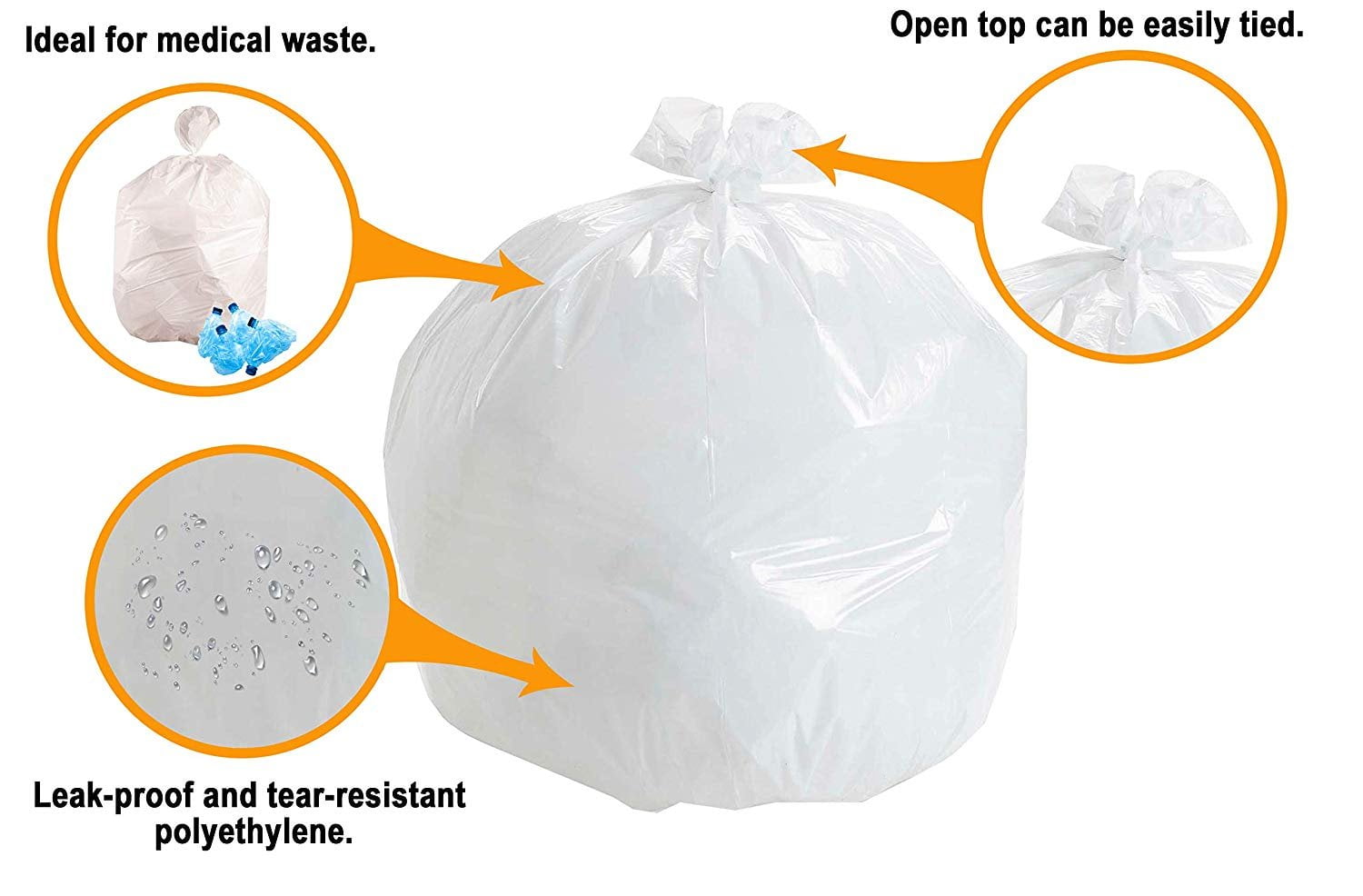 APQ Pack of 100 Regular Duty Trash Bags, Clear 43 x 47. High Density  Plastic Trash Bags 43x47. Thickness 0.7 Mil. 56 Gallon Garbage Bin Liners  for