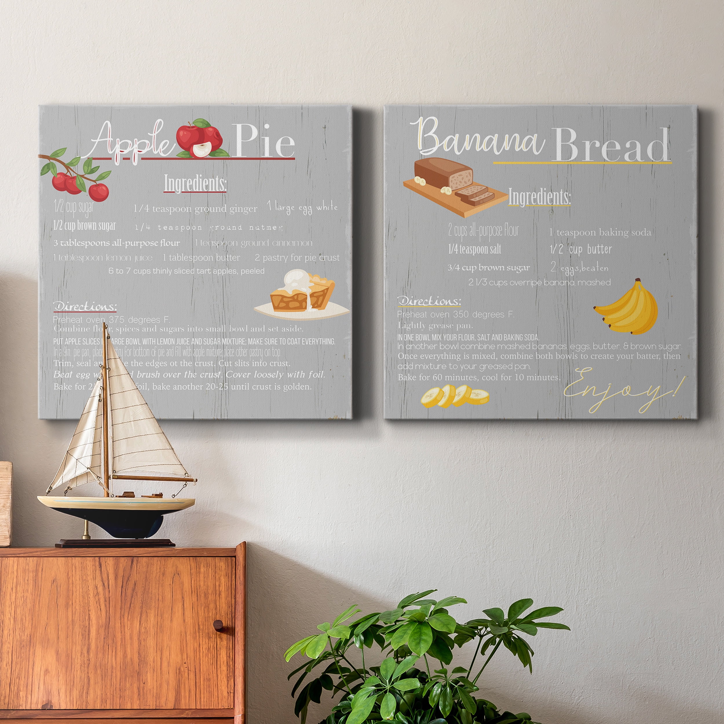 Apple Pie - Premium Gallery Wrapped Canvas - Ready to Hang Set of 2 - 40 x 40 Each