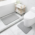 thumbnail image 1 of Amzcrzy Lavatory Carpet Velvet Carpet Two Sets Of-Shaped Water-Proof Non-Slip Mat Bathroom Non-Slip Mat Bathroom Toilet Base Side Mat Bathroom Rugs Bathroom Decor Home Decor Bath Mat Area Rug, 1 of 7