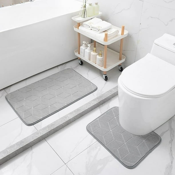 Alfombras de baño, tapete de baño, alfombra de área, alfombras para sala de estar, alfombra de terciopelo, dos juegos de tapetes antideslizantes impermeables con forma de U para baño, tapete antidesli