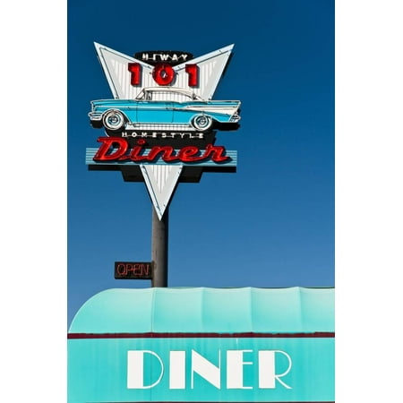 American Vintage Restaurant Neon Sign in the Olympic Peninsula, Washington, Usa Print Wall Art By Stefano Politi