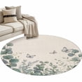 thumbnail image 2 of Area Rug 48in, Summer Green Eucalyptus Leaf Floor Carpet Living Room Rug, Farmhouse Cute Butterfly Non-Slip Welcome Mat Indoor Rugs for Bedroom Dining Room, 2 of 9