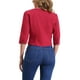 thumbnail image 3 of CHAQUETA DE JEAN CORTA SIN CUELLO PARA MUJERES CON MANGAS 3/4 EN BURDEOS TALLA M, 3 of 6