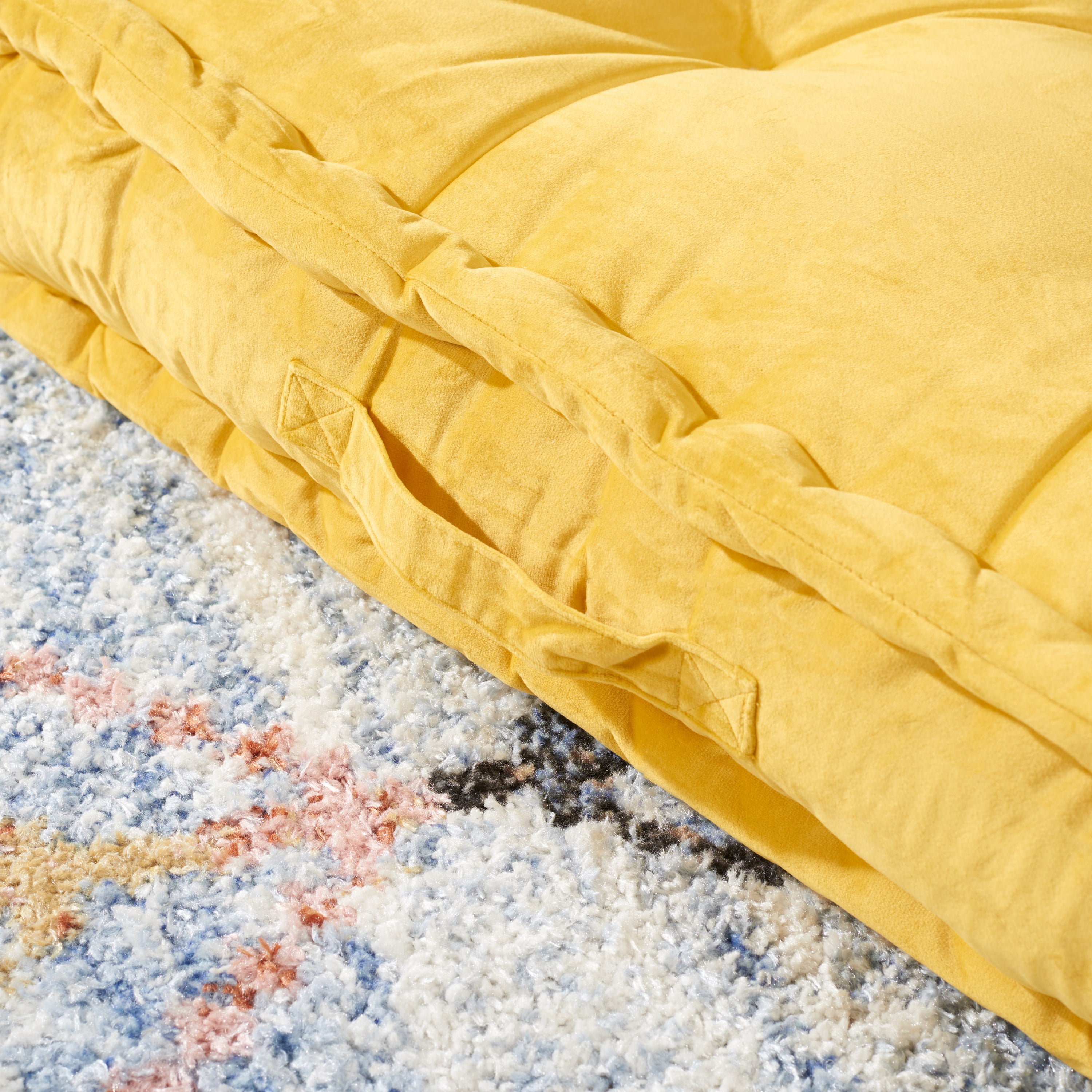 SAFAVIEH Navi Solid Floor Pillow, 25" x 25", Yellow