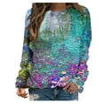 thumbnail image 2 of Nouveaux Hauts pour Femmes 2023 Mode Dames Chandail en Molleton à Manches Longues Col Rond Imprimé Blouse Pull-Over Coupe Décontractée Chandail en Molleton Oversize pour Femmes, 2 of 5