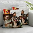thumbnail image 3 of Orinice  Fourth of July Throw Pillow Cushion Cover, Pet Animal Dog Cat Bird and Hamster with American Hat Celebration Image, Decorative Square Accent Pillow Case, 16" X 16", Red Black White, 3 of 5