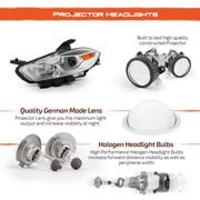 AKKON - Fits 2013-2016 Dodge Dart [Halogen Type] Projector Chrome Headlight Headlamp Driver Left Side w/ Chrome Bezel Model