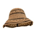 thumbnail image 1 of Women's Sun Protection Bucket Hat Striped Straw Design Dome Wide Brim Summer Beach Hat, 1 of 8