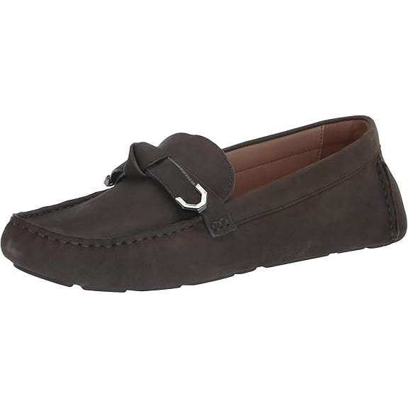 Cole Haan Women's Evelyn Bow Driver Loafer, Tornado Nubuck (Akuya), 7