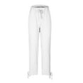 thumbnail image 4 of Kvture Summer Womens Linen Pants with Pockets High Waist Comfy Pants Casual Lightweight Loose Trousers White XL, 4 of 5