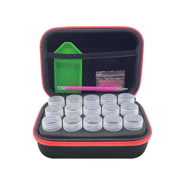 Caja de almacenamiento de botellas Bolsa de botella de 10 ml de punto de cruz 15 rejillas Contenedor de viaje de aceite esencial EVA, rojo Advancent HA004216-01