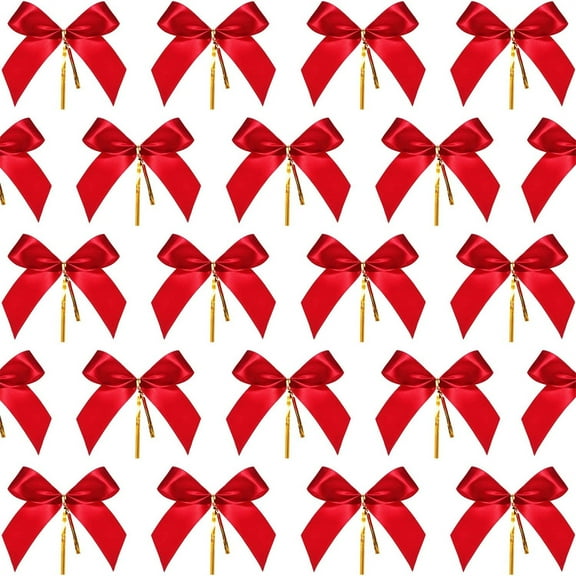 Duslogis 48 Pcs Christmas Bow Ribbon Bow for Christmas Tree, Christmas Wreath, Gift Decoration, Red, 3CM