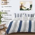 thumbnail image 3 of 3 Piece Navy Blue Striped Duvet Cover Set Twin Size,Microfiber Comforter/Quilt Cover with Corner Ties and 2 Pillowcases,Geometric Grey White Vertical Stripes All Season Bedding with Zipper Closure, 3 of 8