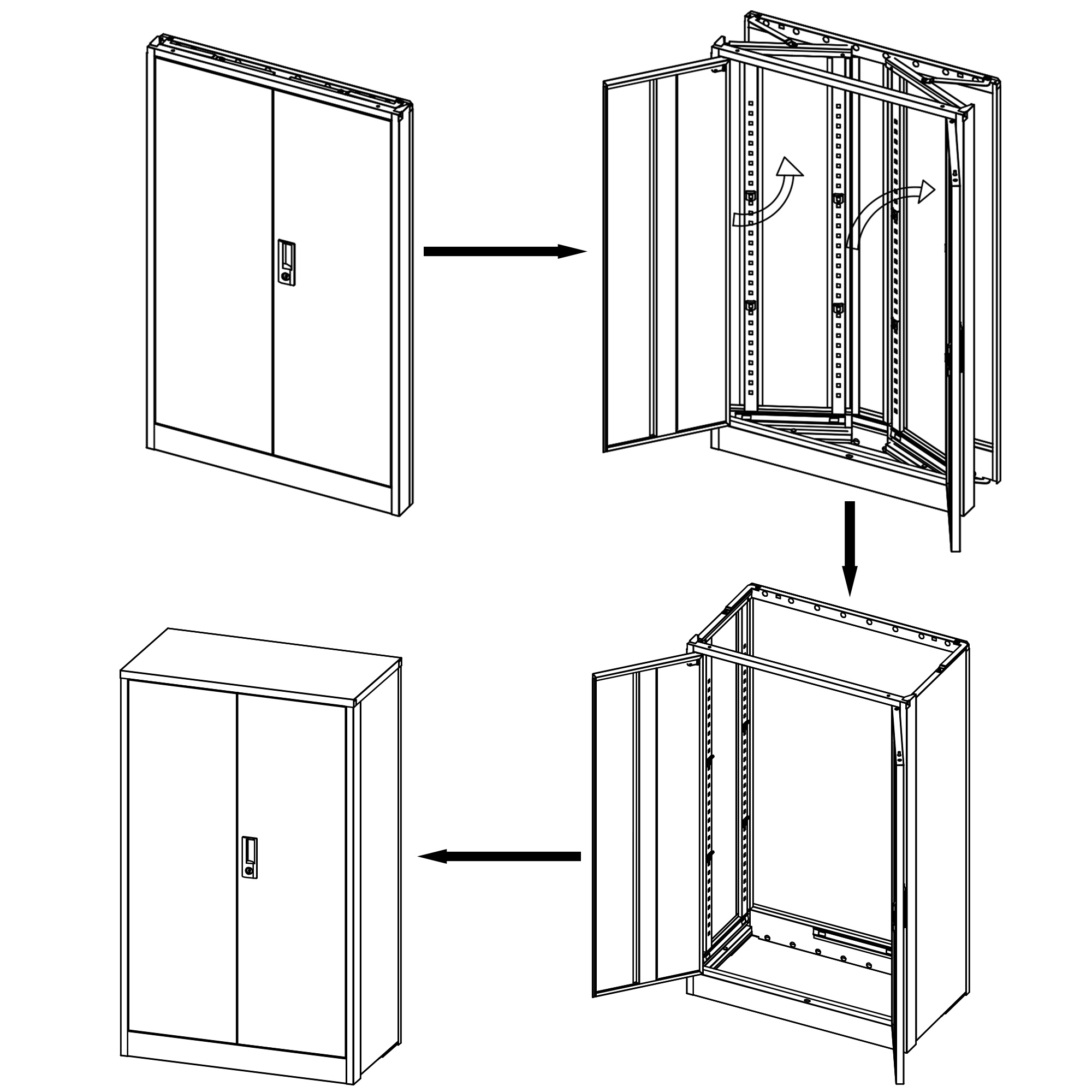 Metal Storage Cabinet with Locking Doors and Adjustable Shelf,Folding Filing Storage Cabinet,Rolling Storage Locker Cabinet for Home Office,School,Black - image 2 of 5