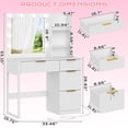 thumbnail image 2 of Hassch 33" Makeup Vanity Desk with 18.9" Lighted and Mirror, Charging Station, 4 Drawers & 2 Shelves, Modern Dressing Table for Bedroom, White, 2 of 6