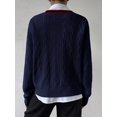 thumbnail image 2 of Women Chunky Knit Long‑Sleeve Sweater With Striped Trim and Dropped Shoulder, 2 of 6