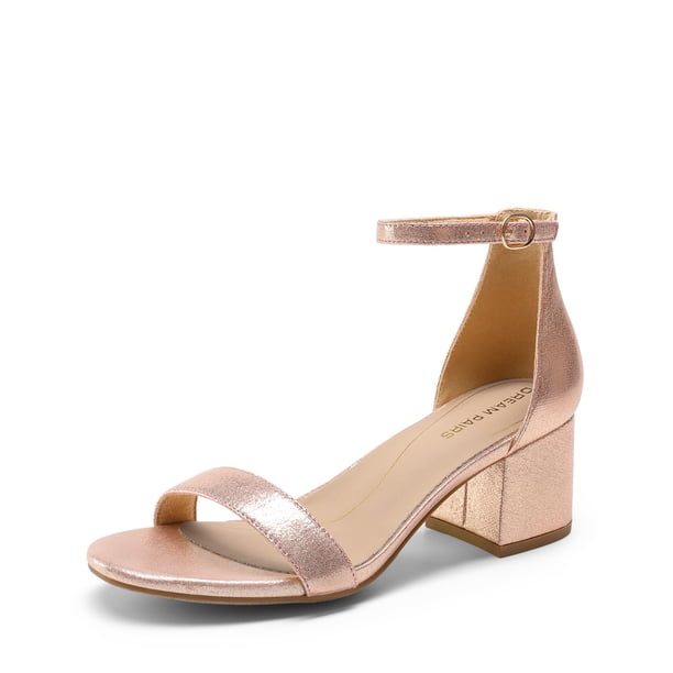Sandalia DREAM PAIRS Champagne con Tacón Bajo Grueso 7 cm