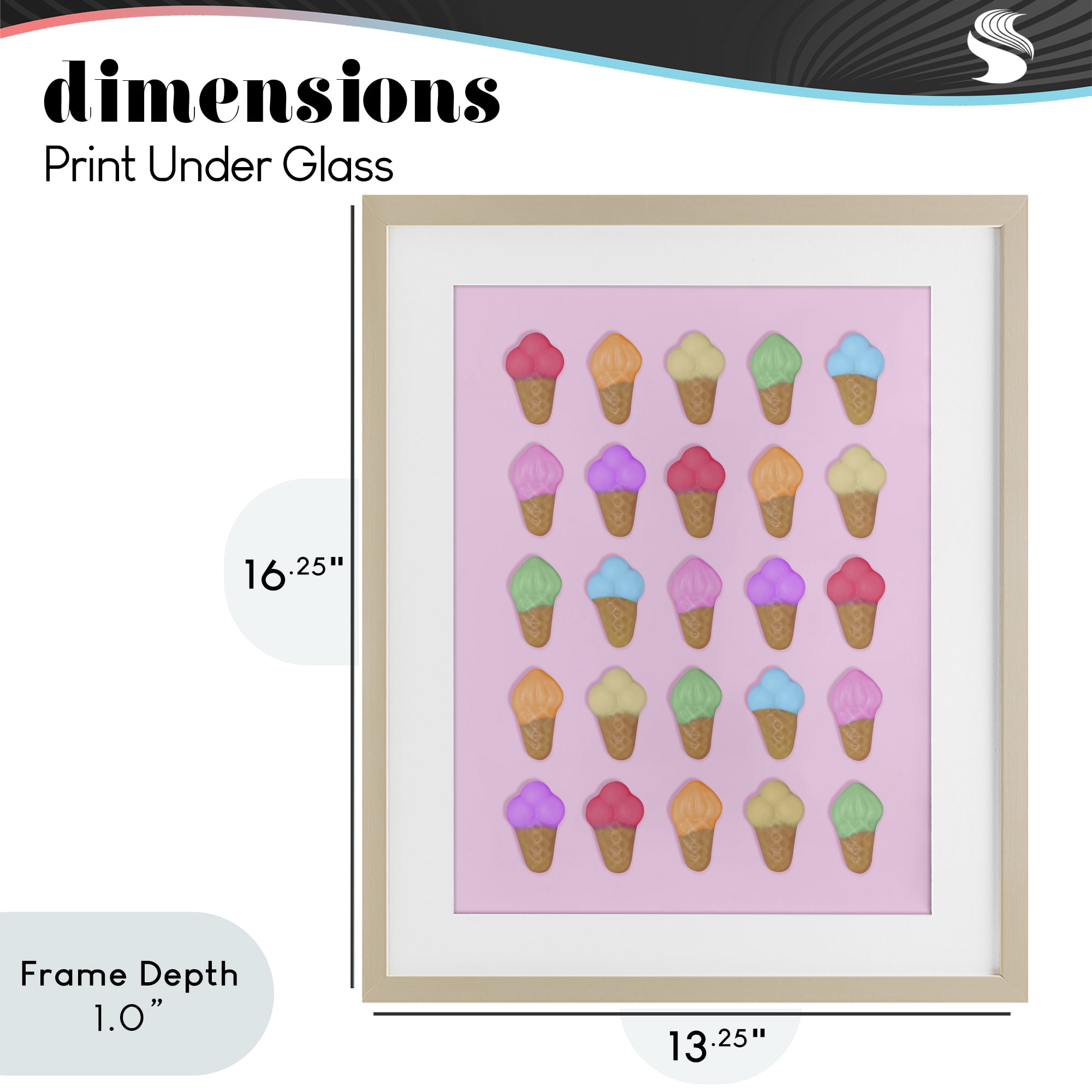 Stupell Industries Ice Cream Shaped Candies Birch Framed Print Under Glass, design by LISH Creative