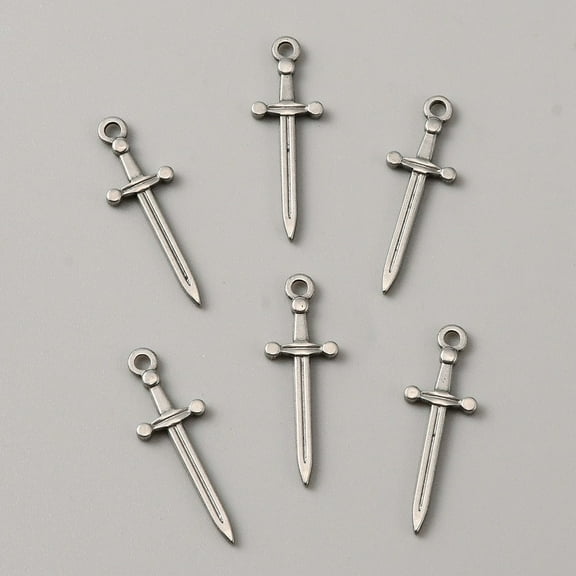304 Stainless Steel Pendants Charm Stainless Steel Color 30.5x10x2mm Hole: 2.2mm